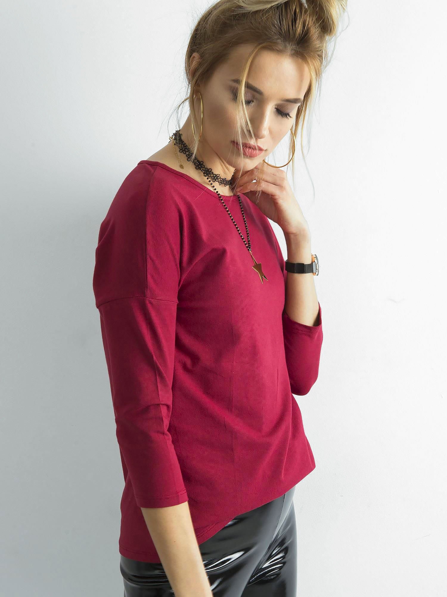 Bluza de baza cu maneci 3/4 burgundy