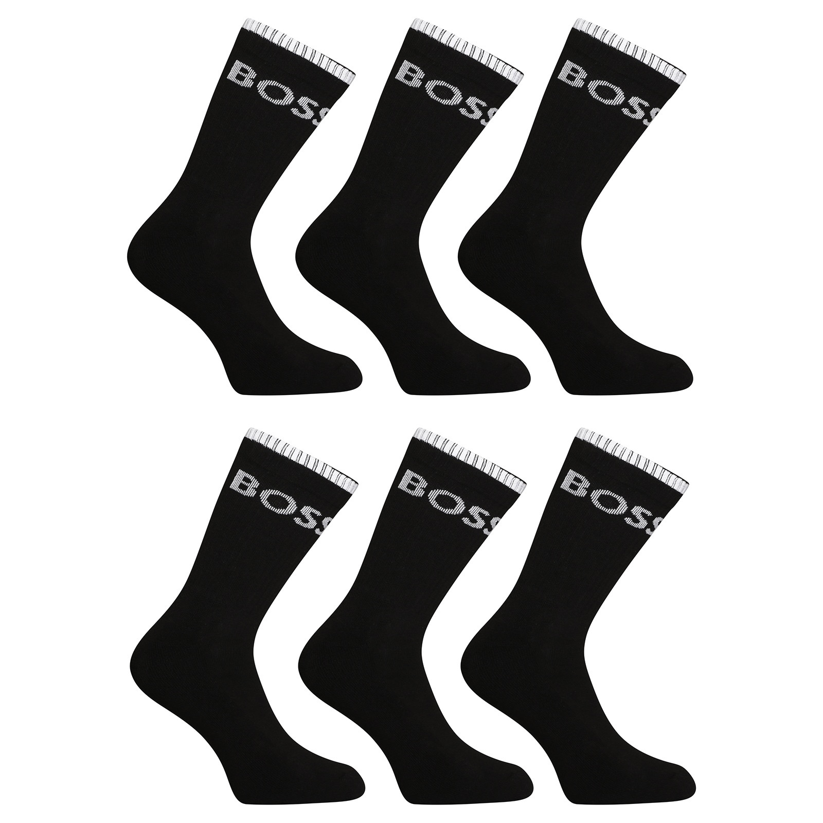 Levně 6PACK ponožky Hugo Boss vysoké černé