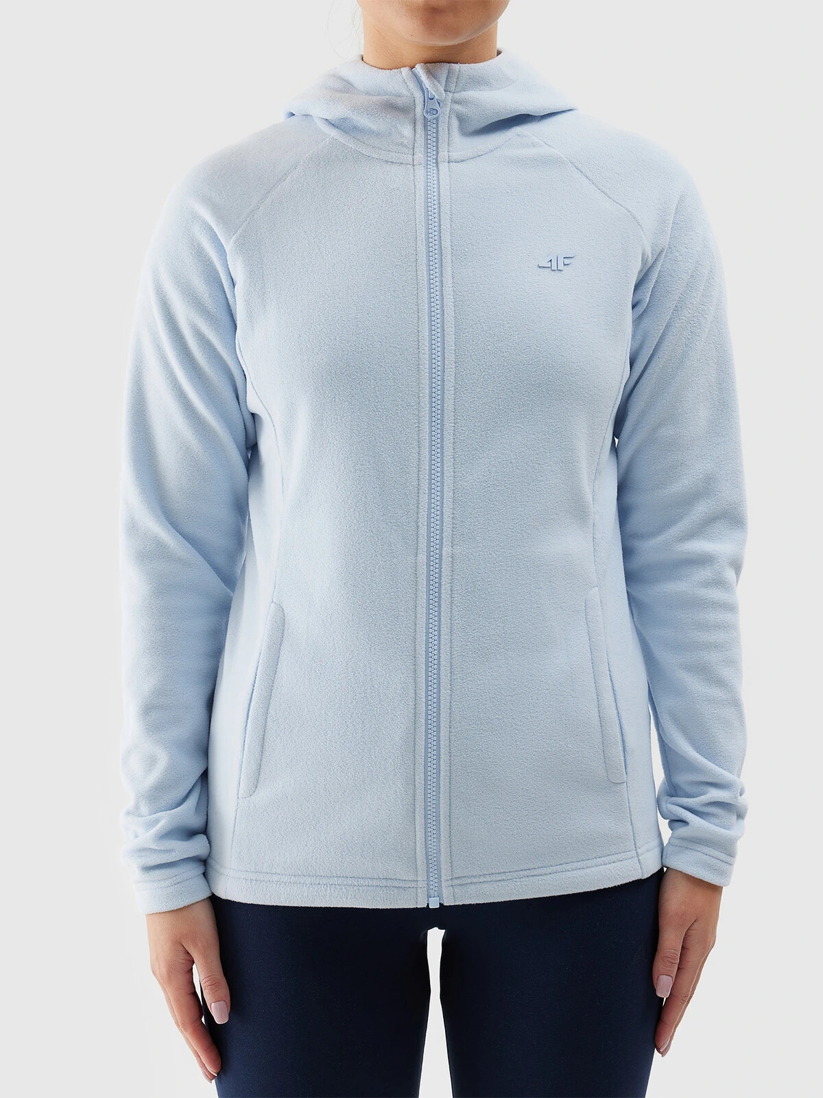 Women's regular 4F hooded fleece - light blue