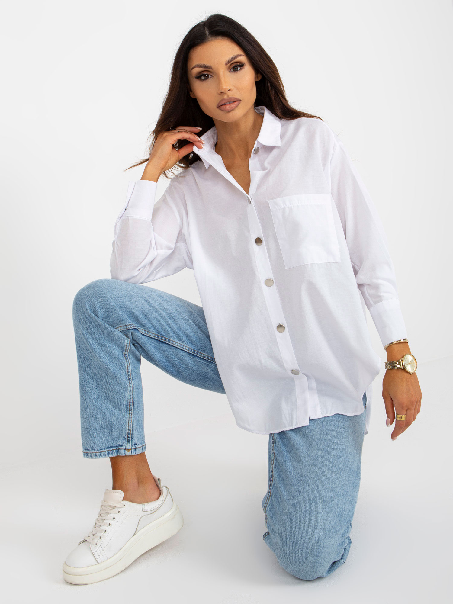 White Oversized Button-down Shirt