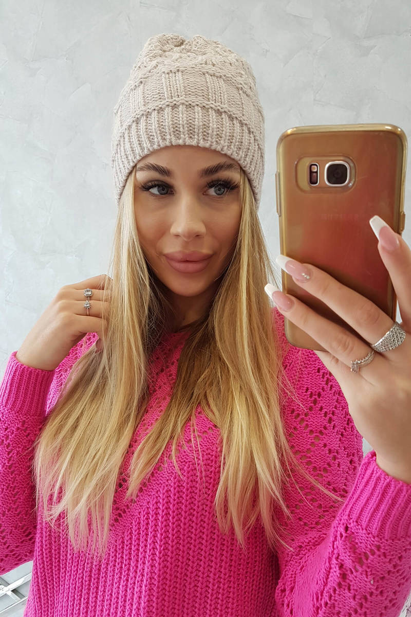 Beanie with fleece Marta K231 light beige
