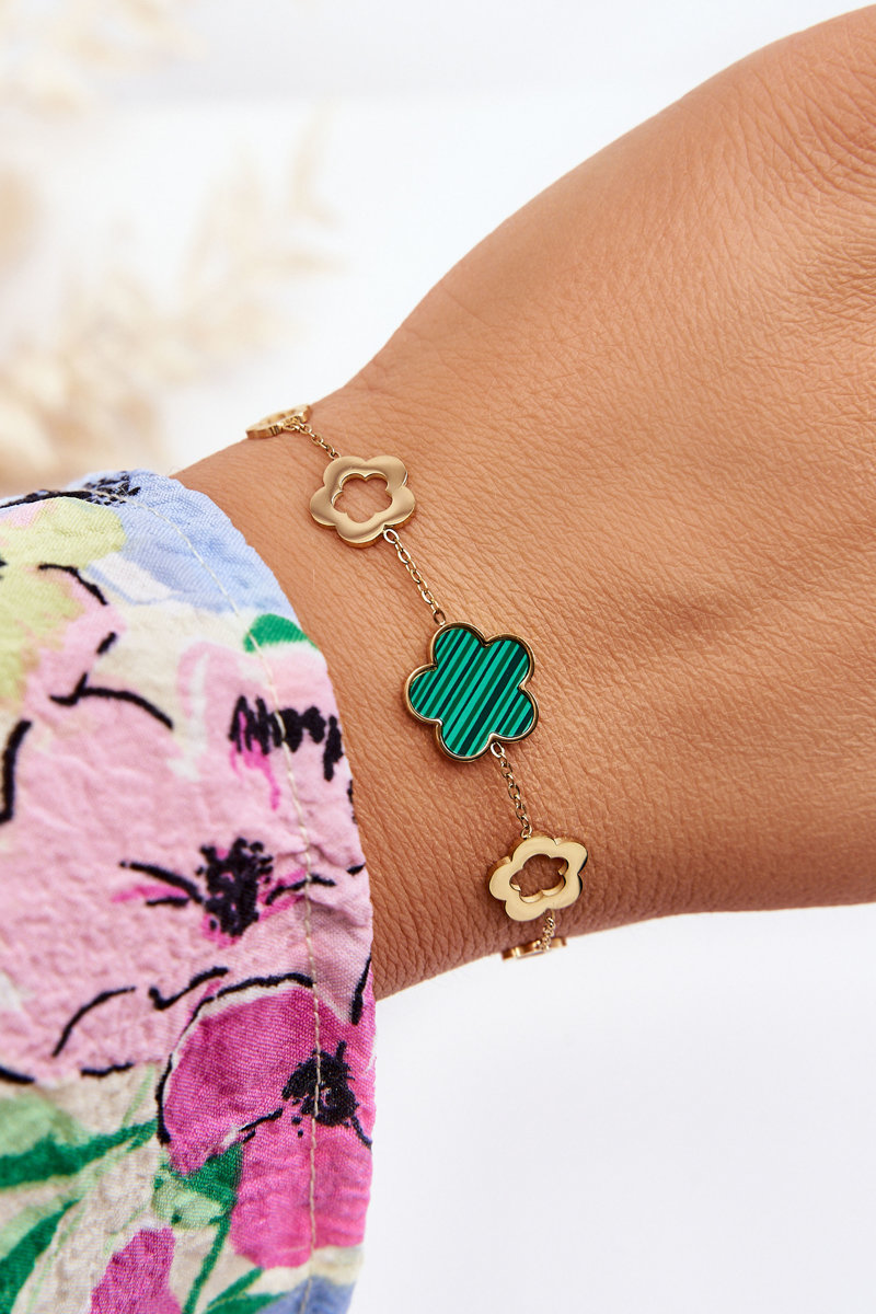 Lady's bracelet with golden-green flowers