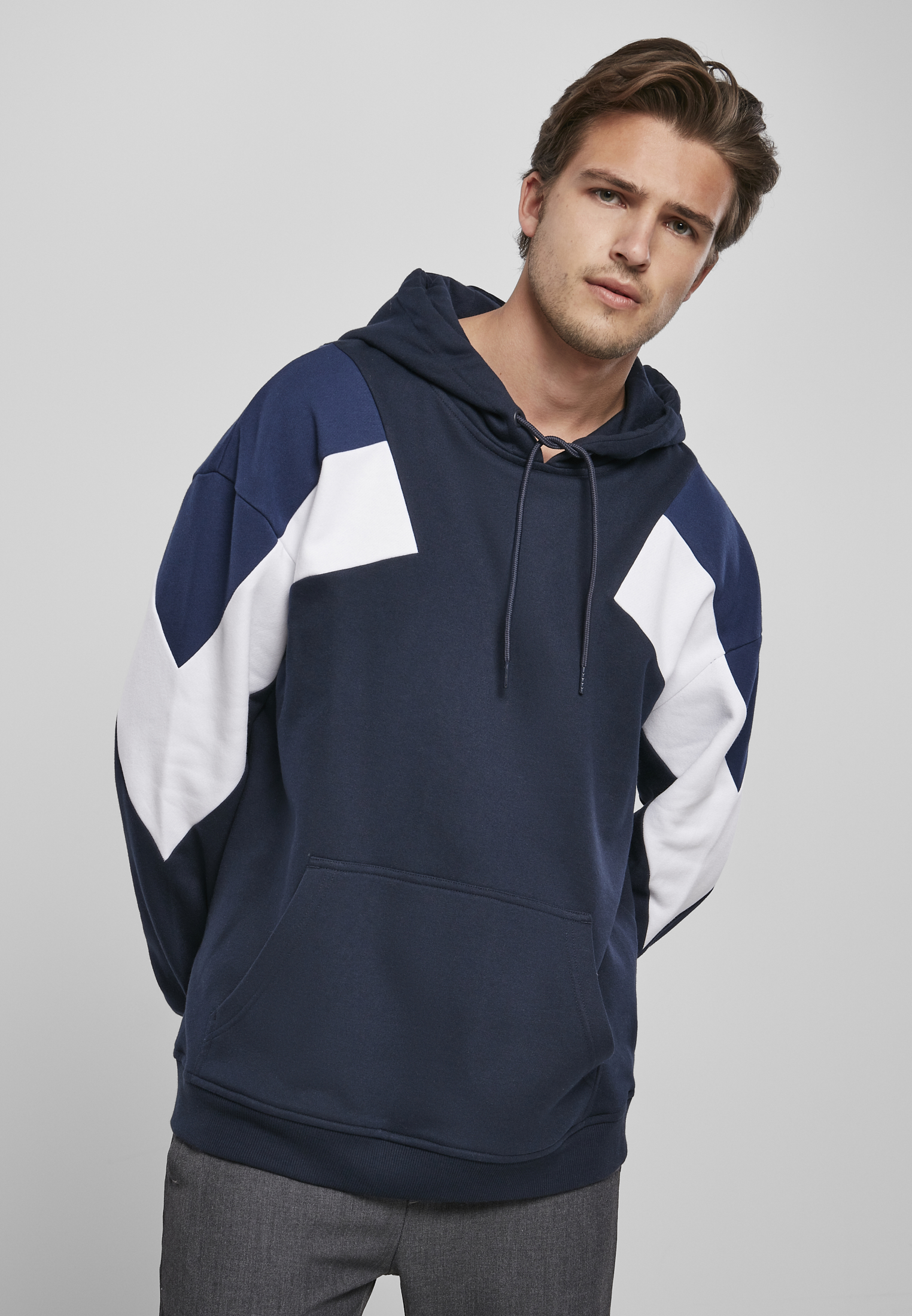 Oversize 3-Tone Hoody Μεσάνυχταnavy/λευκό/σκούρο μπλε