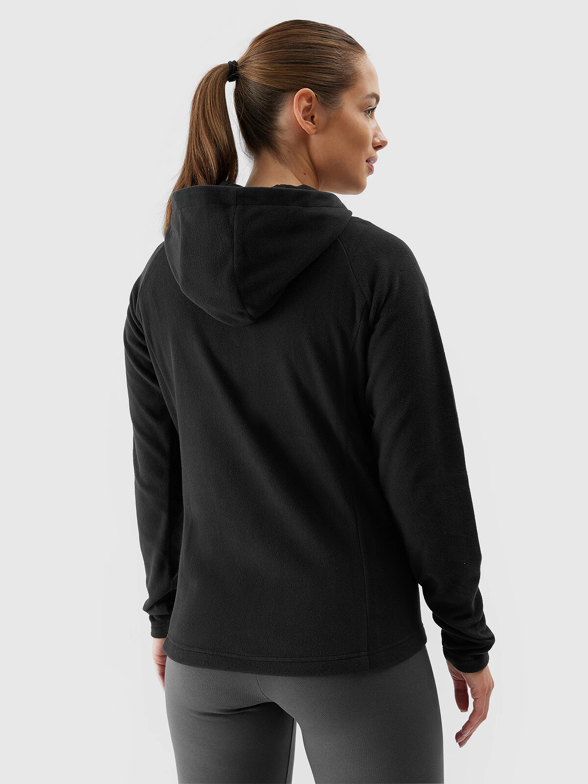 Women's regular fleece with a 4F hood - black