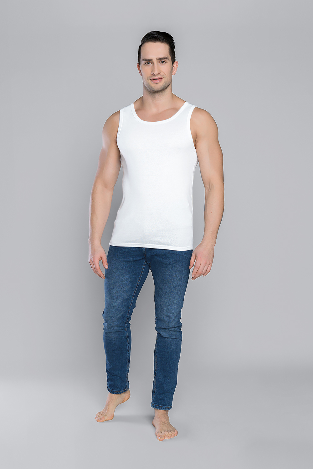 Paco Tank Top With Wide Straps - White