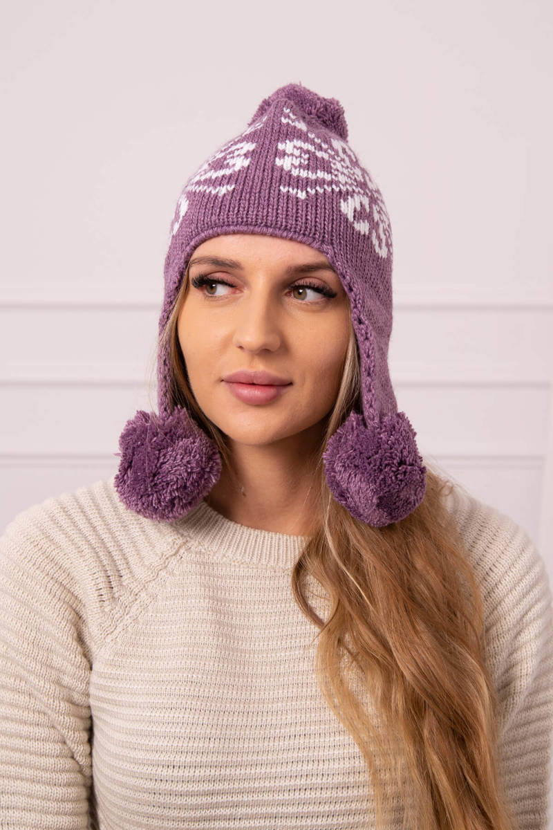 Lady's long eared beanie Balbina K381 purple