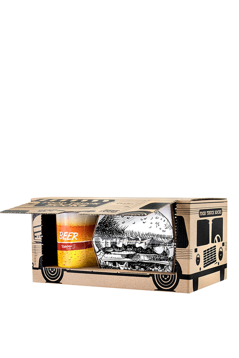 Food Truck Socks Box Beer Burger Set 3 Pairs