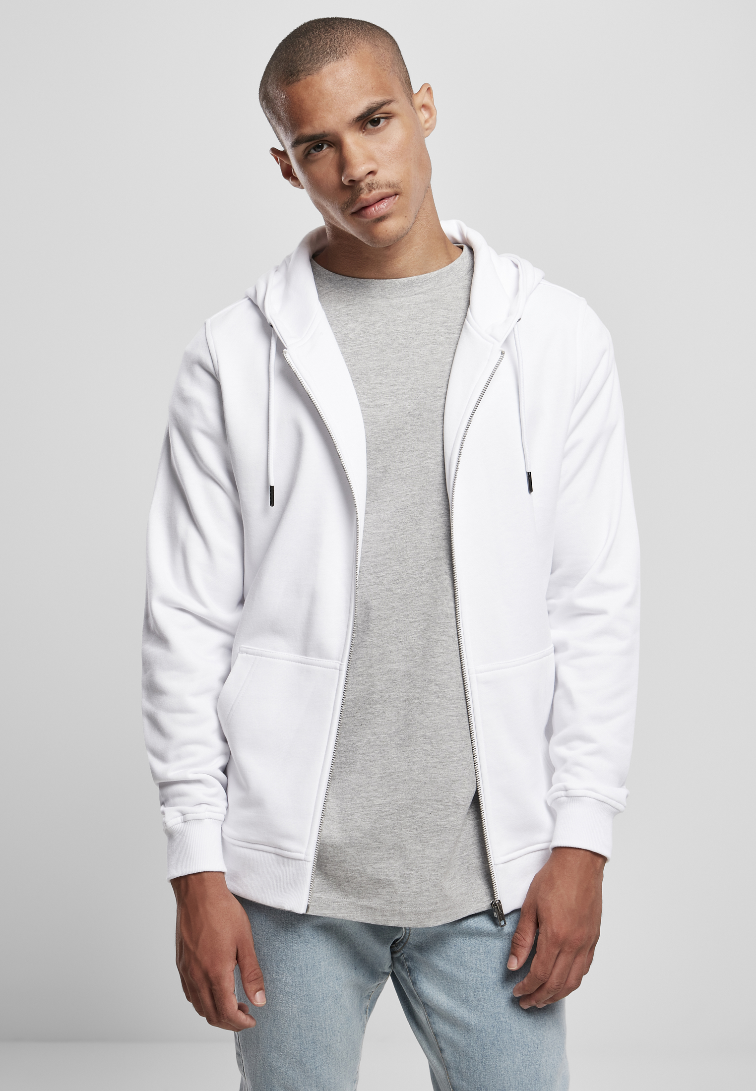 Basic Terry Zip Hoody White