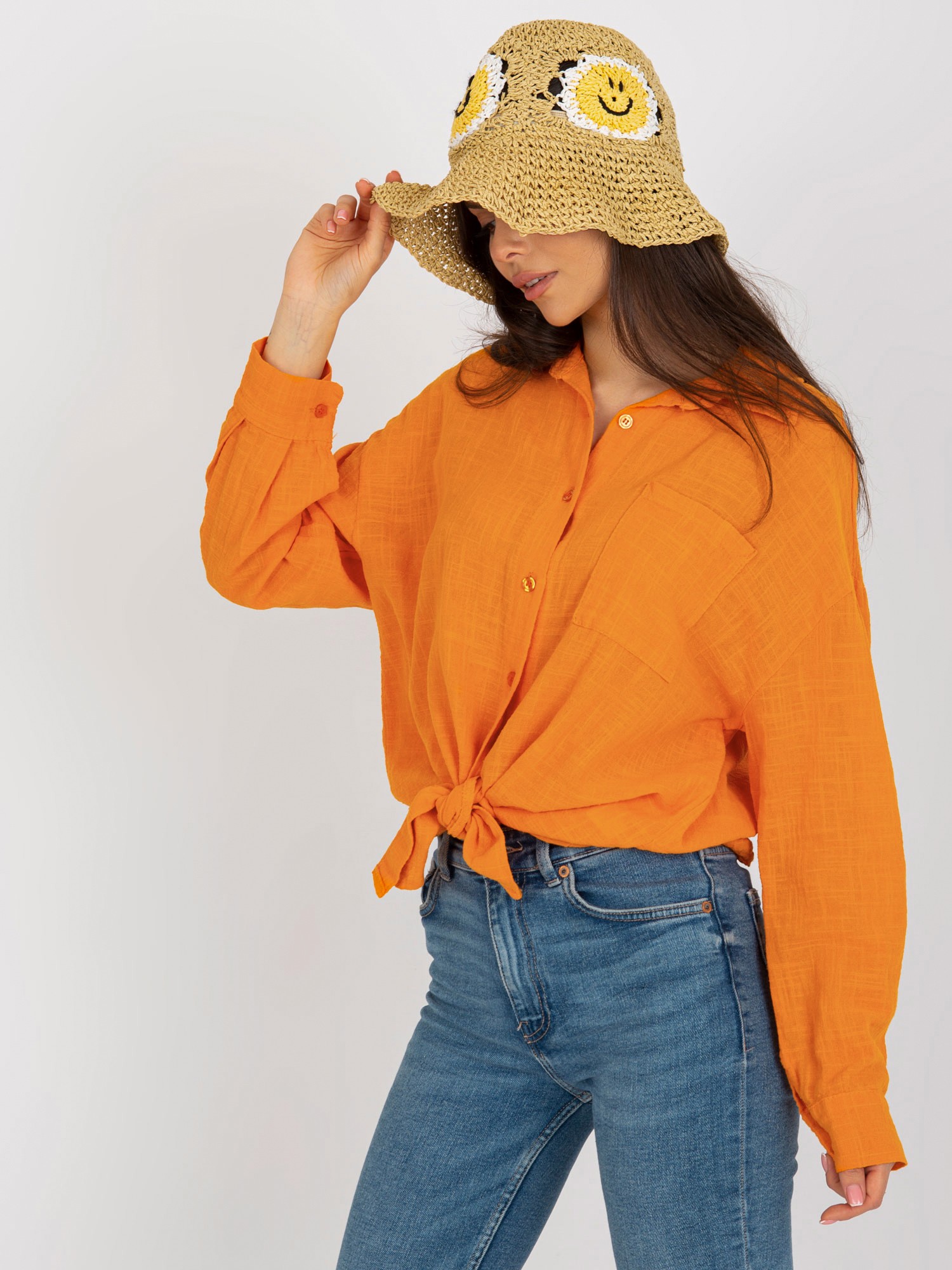 Levně Oranžová bavlněná oversize košile od Etta OCH BELLA