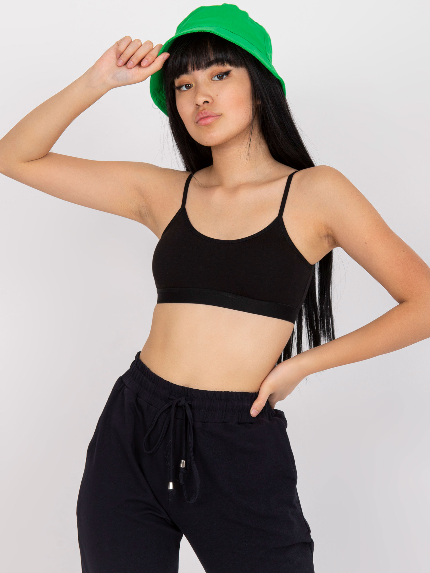 Black Sports Crop Top With Padded Cups