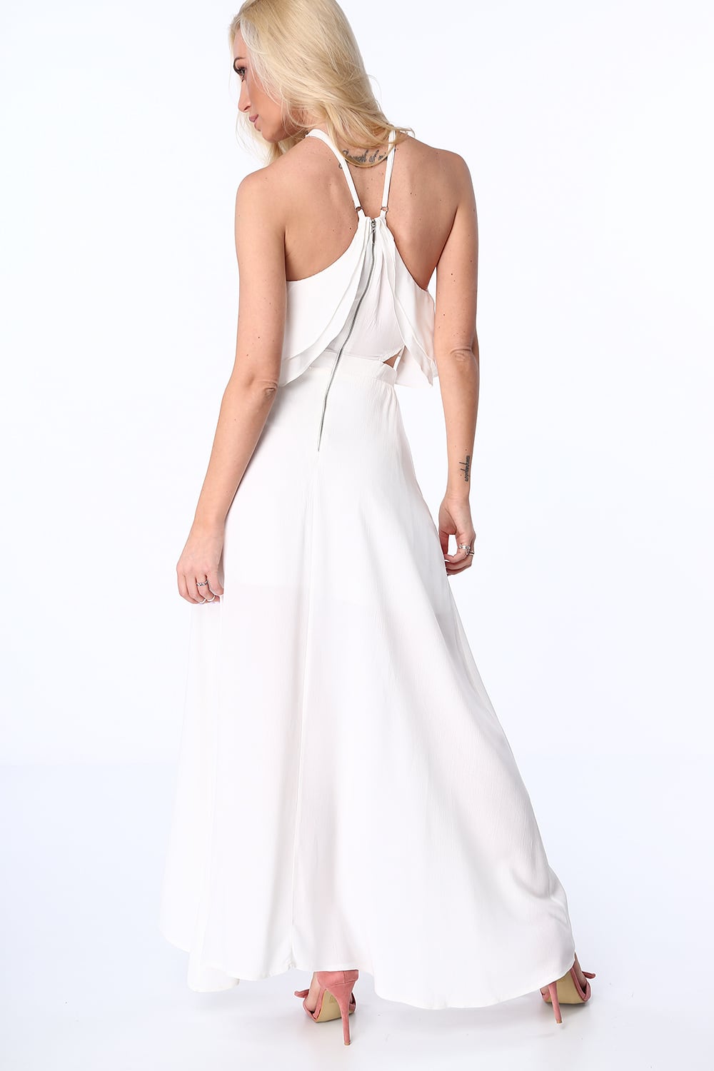 Cream dress with an open tummy