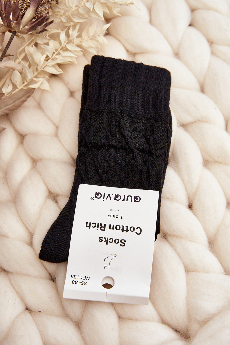 Levně Dámské Ponožky S embosováním černé