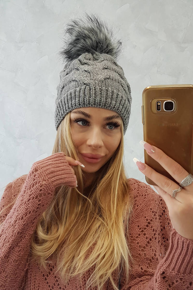 Beanie with fleece Ela K242 dark gray