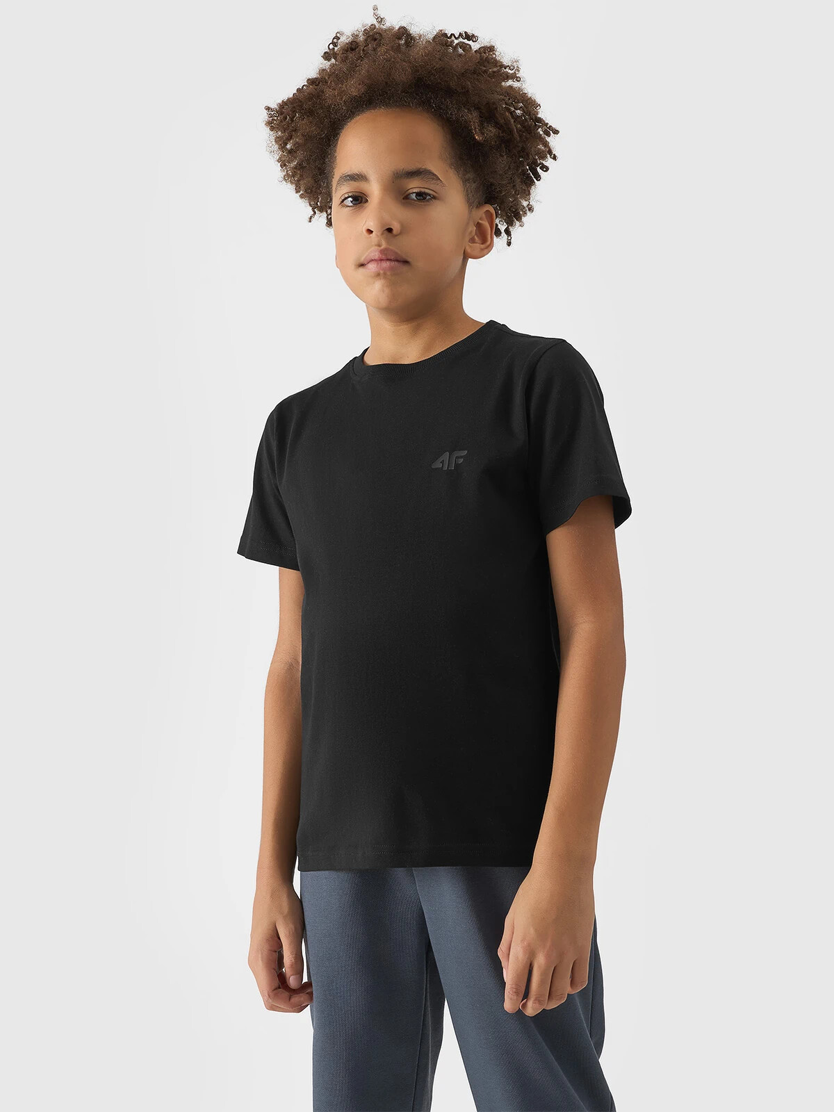 Boys' Plain T-Shirt 4F - Black