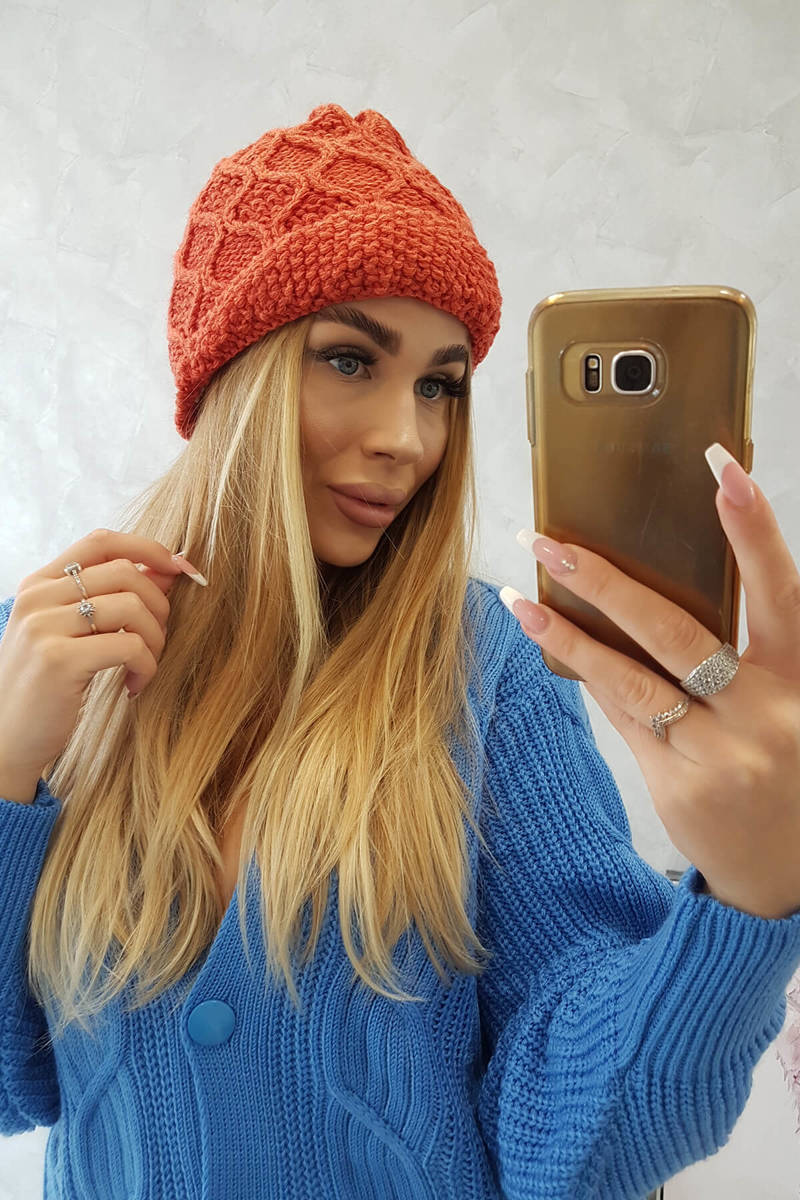 Beanie with fleece Roma Bis K235 orange