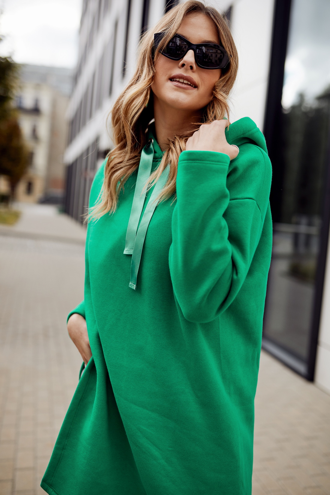 Green insulated sweatshirt tunic Fasardi