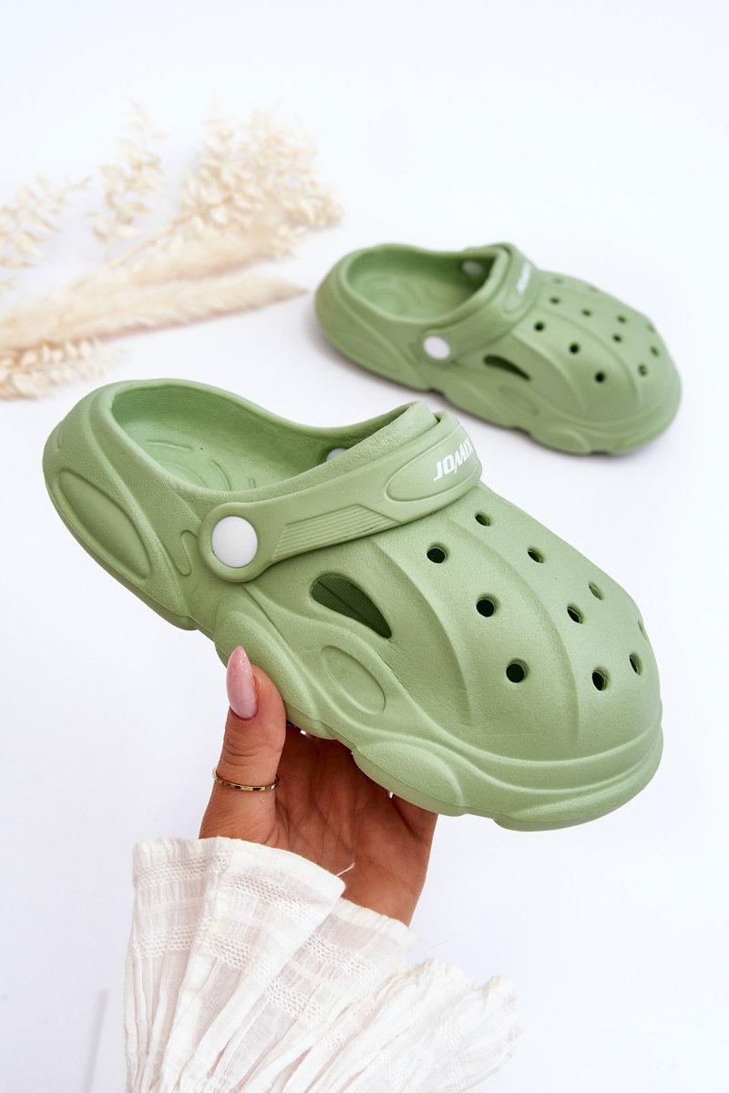 Kids Foam Slippers Crocs Green Cloudy