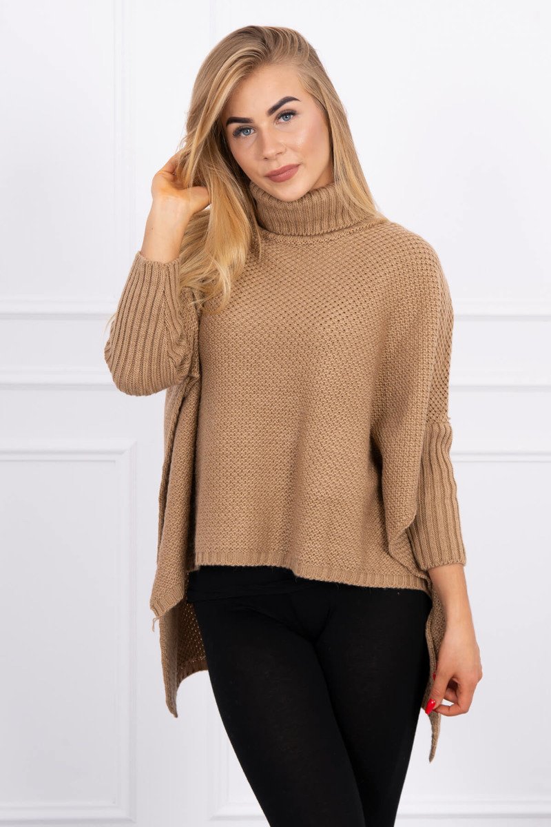 Turtleneck Sweater And Camel Side Slits