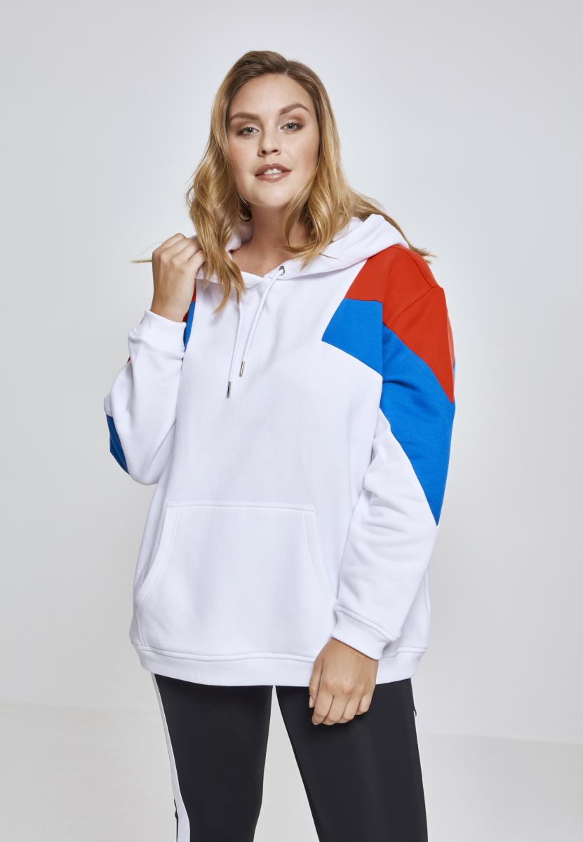 Κυρίες Oversize 3-Tone Block Hoody Wht/firered/brightblue