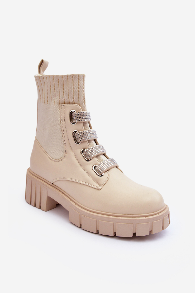 Beige work boots with an elastic upper Kasseis