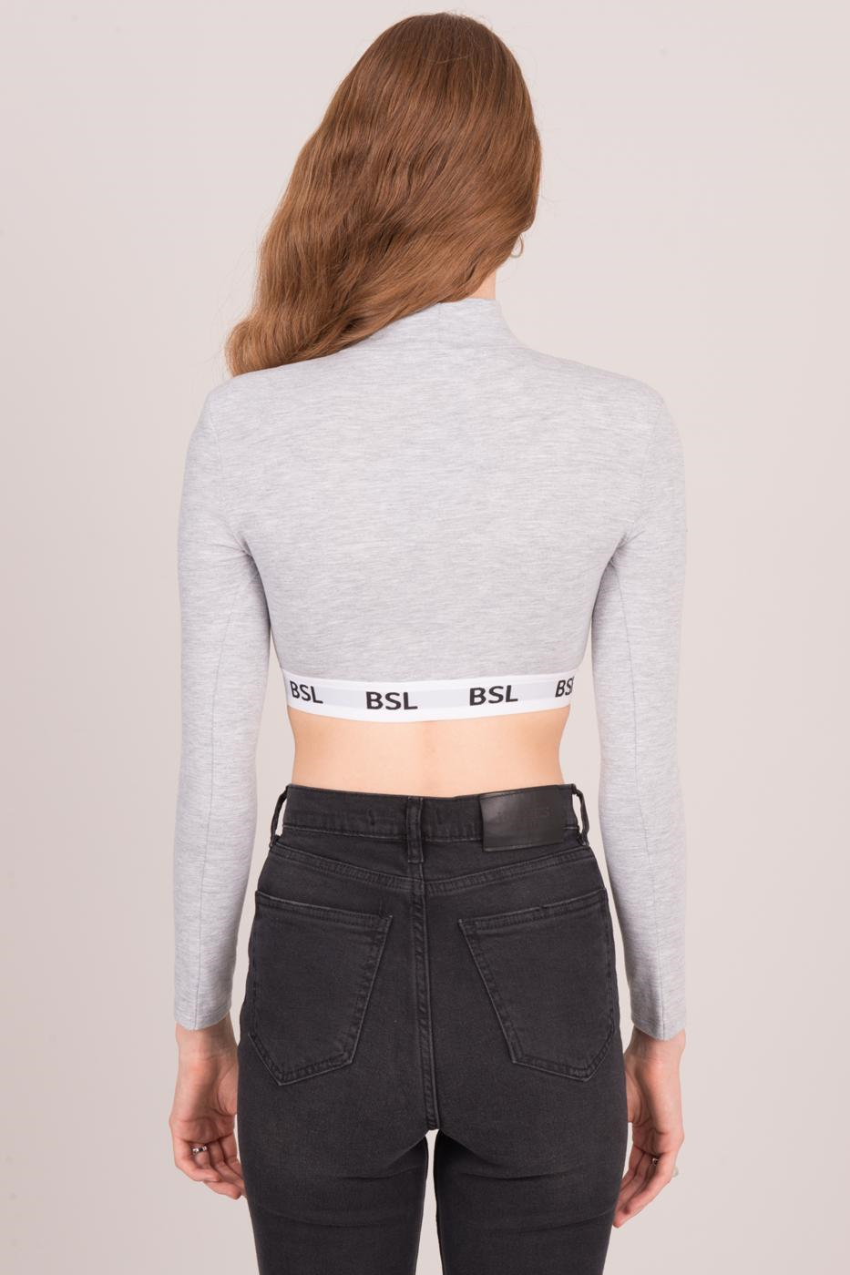 BSL Gray turtleneck scurt de top