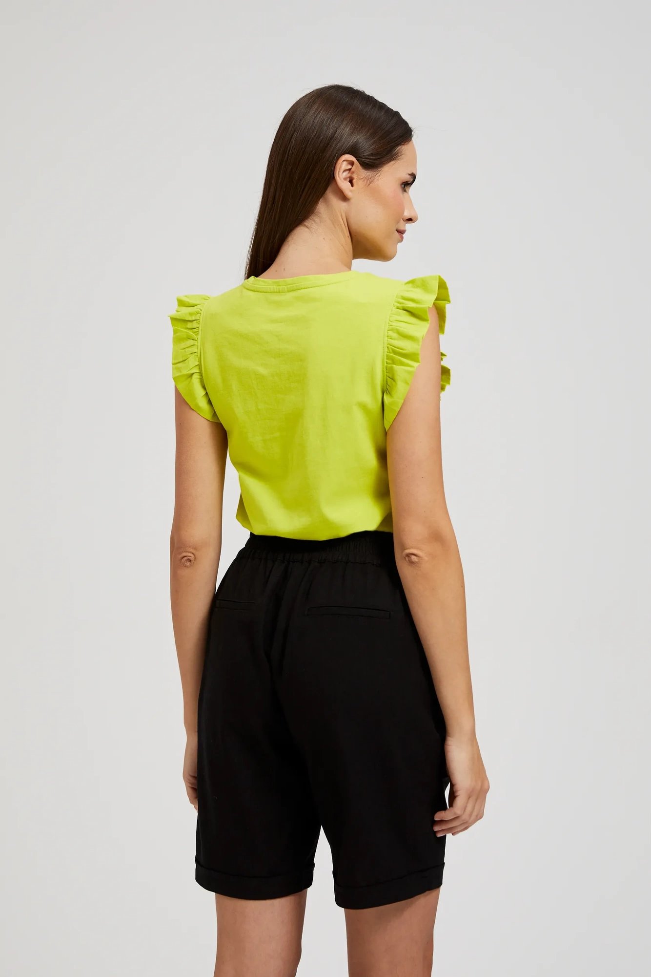 Women's T-shirt with frills MOODO - green