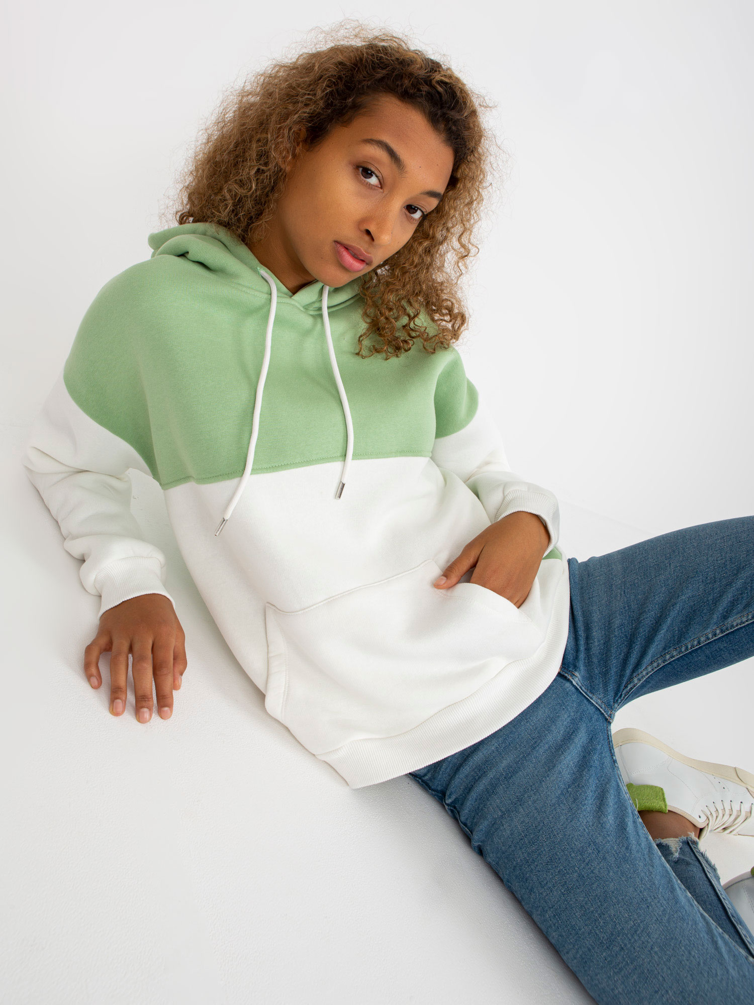 green-and-ecru-basic-rue-paris-kangaroo-sweatshirt