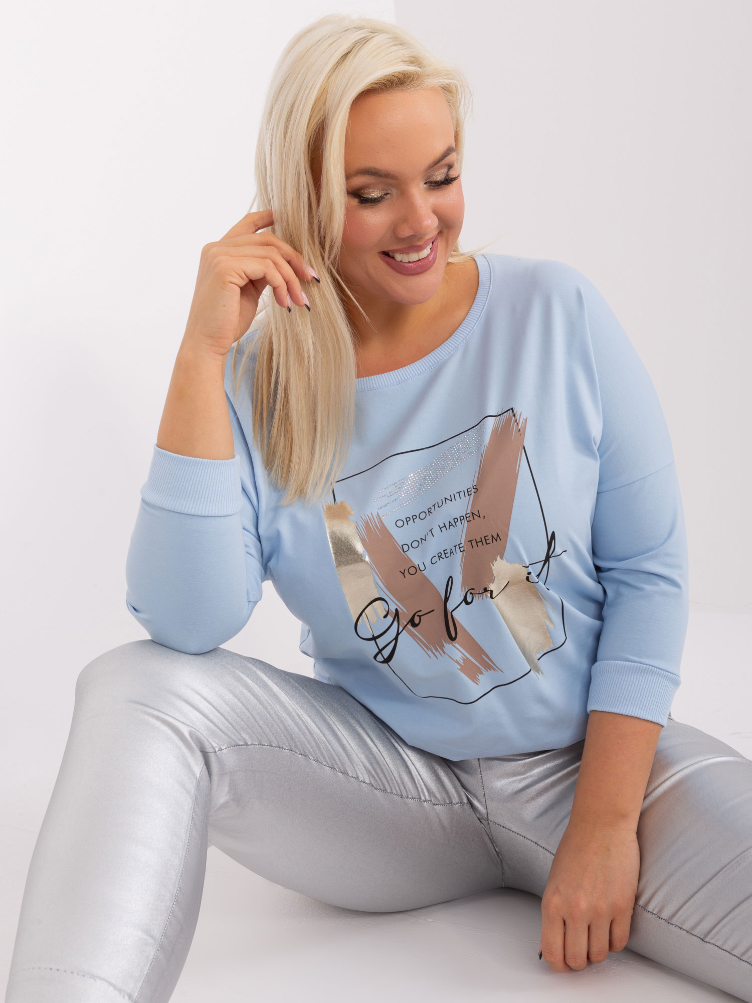 Light Blue Blouse Plus Size