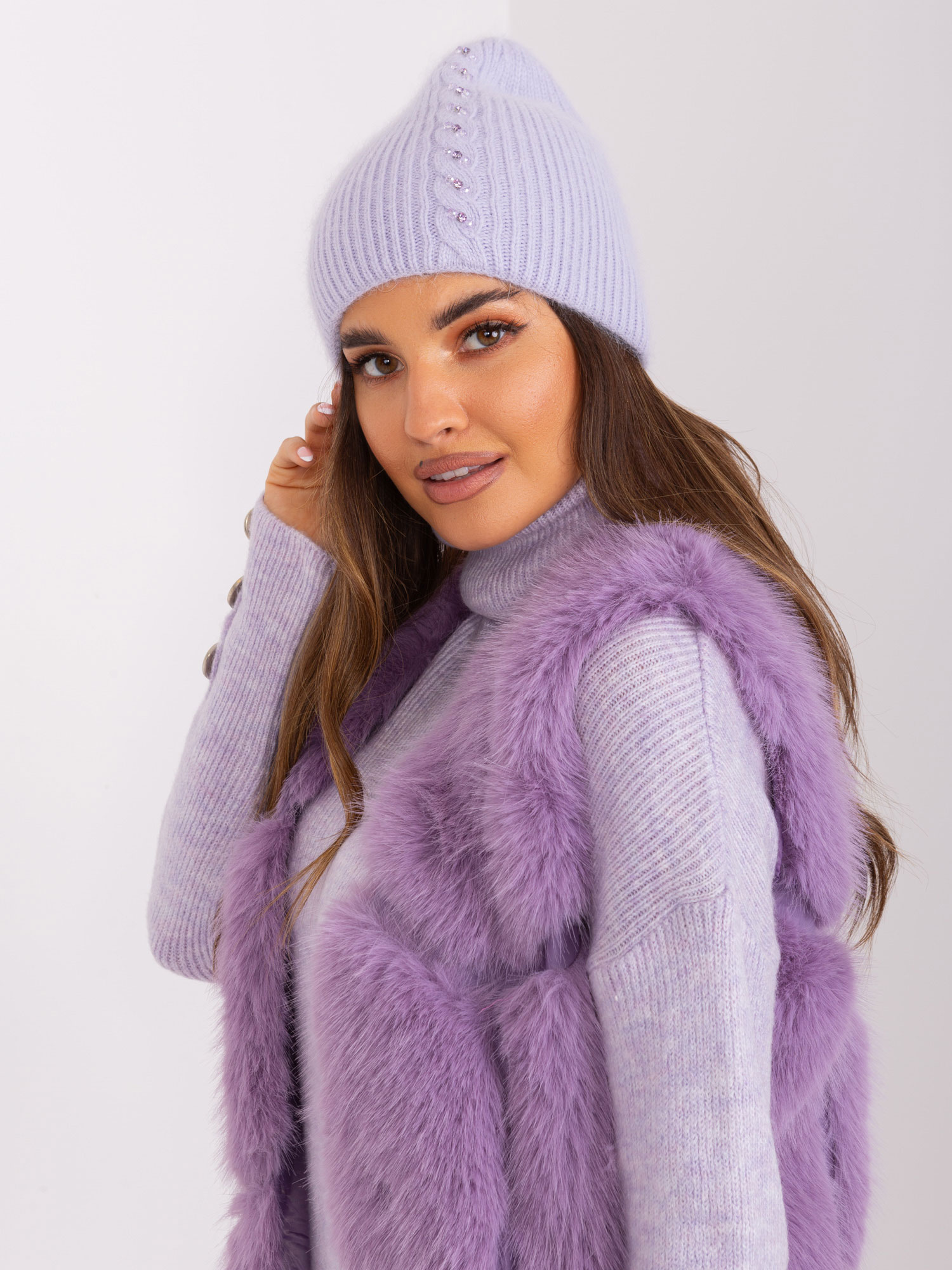 Light Purple Women's Hat With Angora