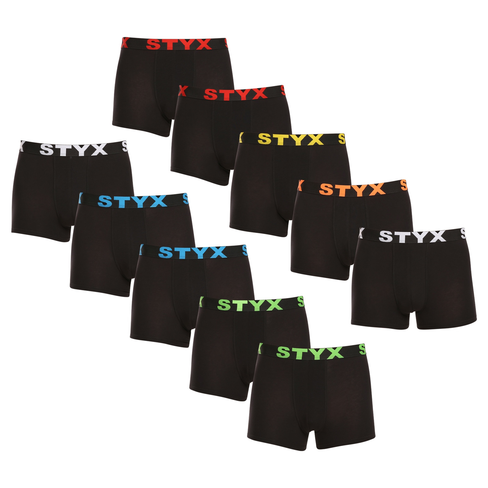 10PACK Men's Boxers Styx Sports Rubber Black