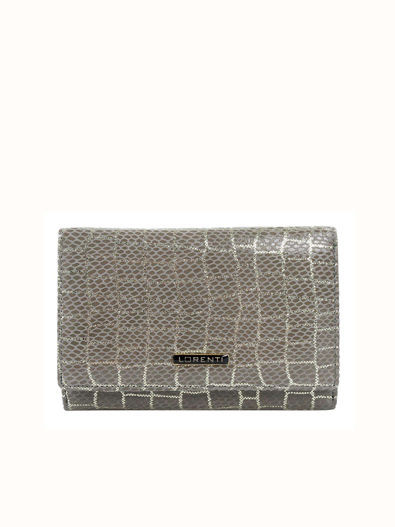 Women's grey horizontal wallet made of natural leather