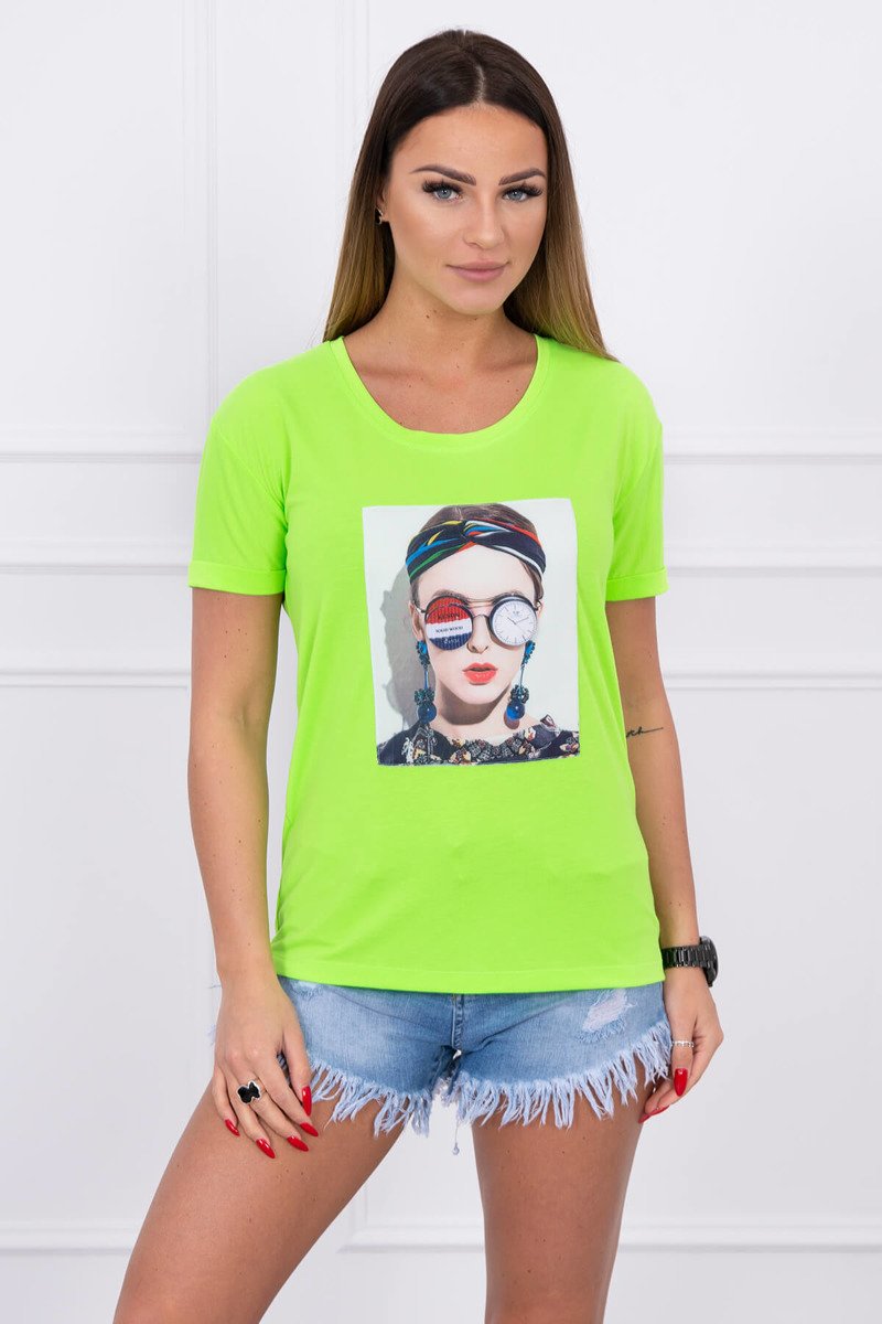 Blouse With Women's Graphics Green Neon