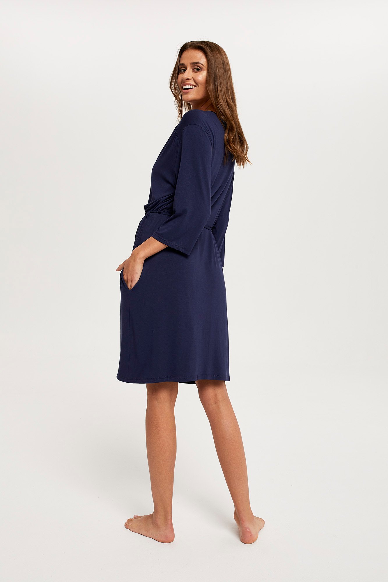 Фото - Халат Italian Fashion Women's Song Bathrobe with 3/4 Sleeves - Navy Blue