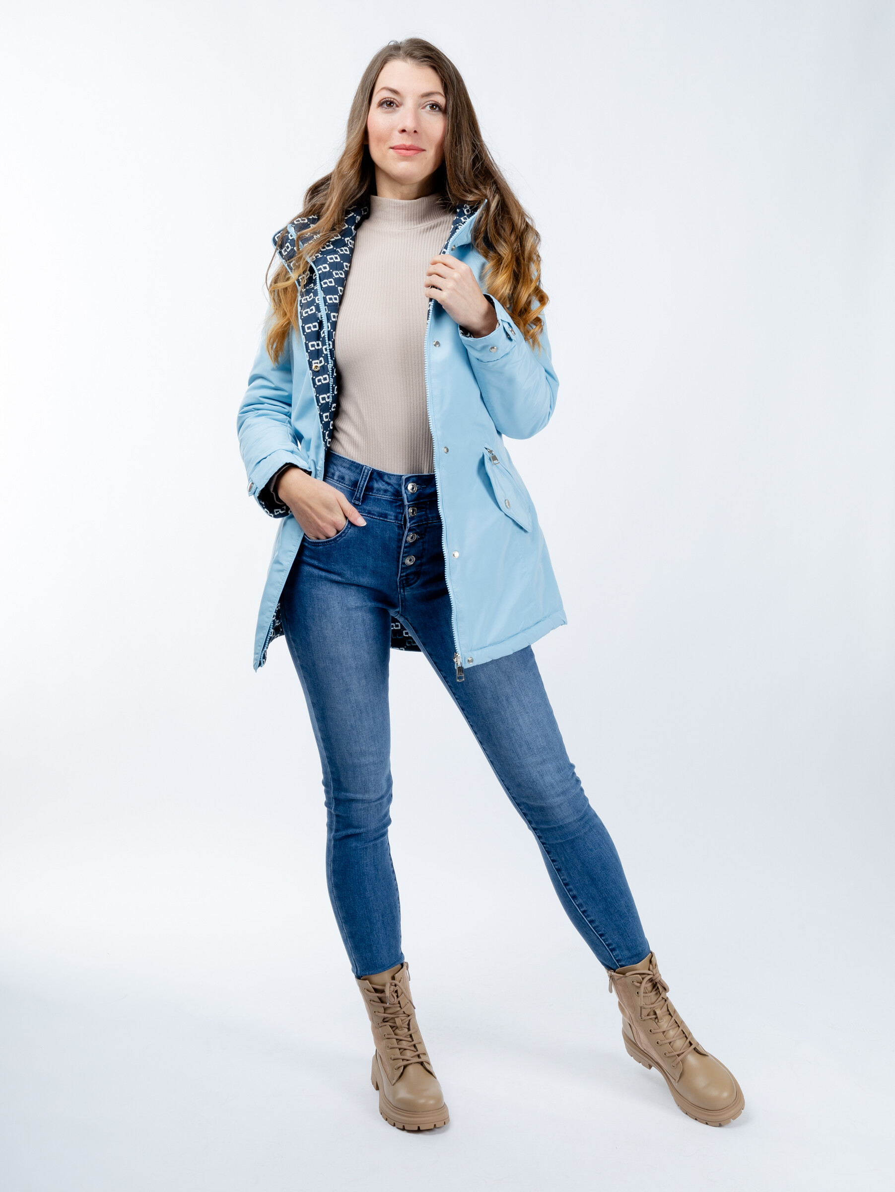 Women's reversible parka GLANO - light/dark blue