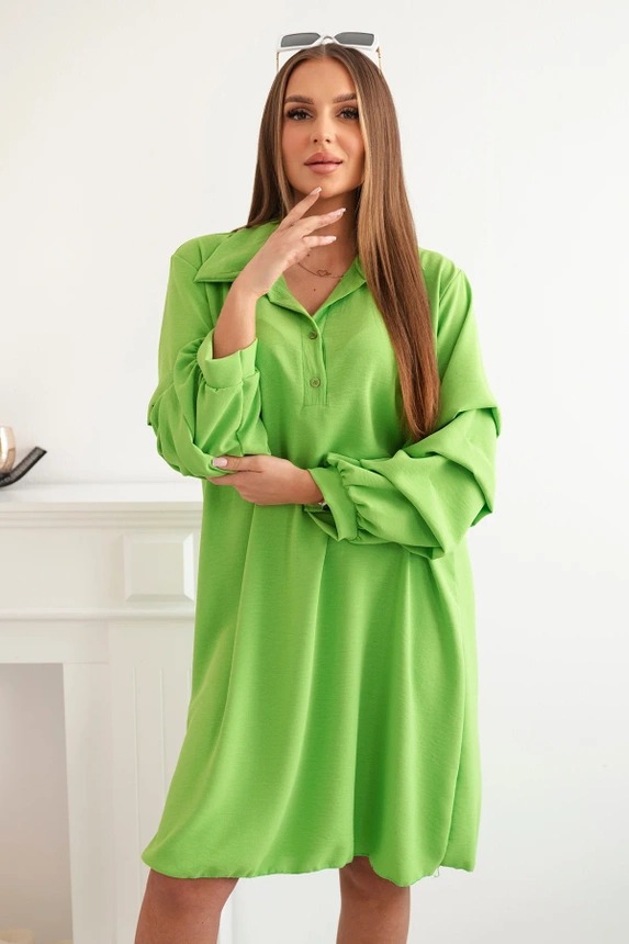 Oversize dress with ruffle sleeves, light green