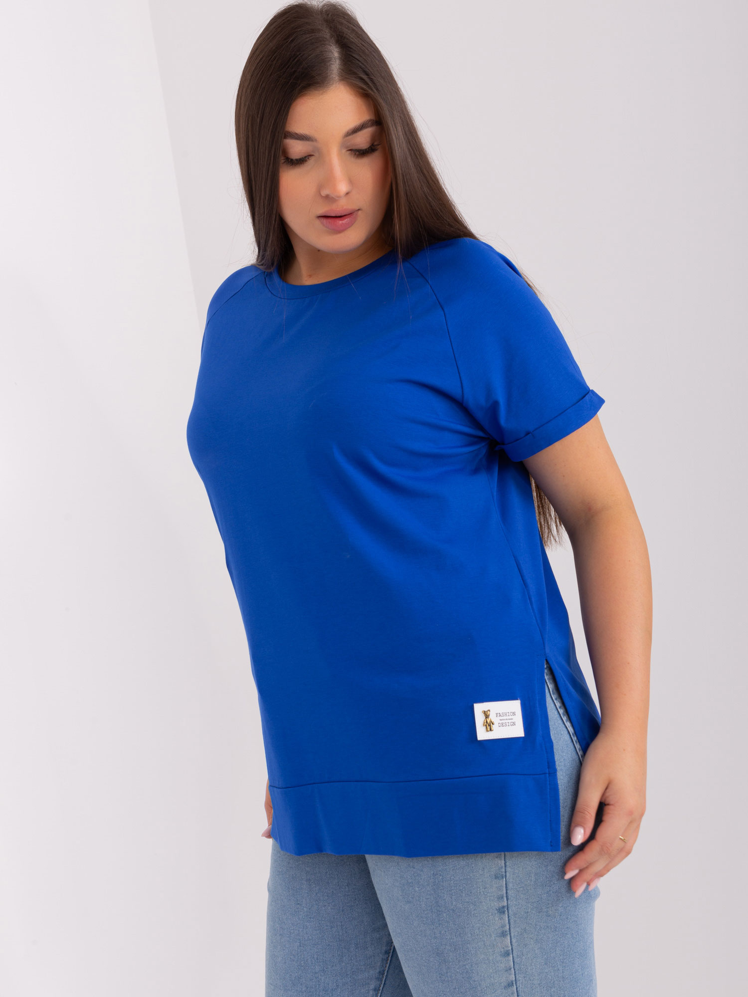 Cobalt Blue Blouse With Basic Slit