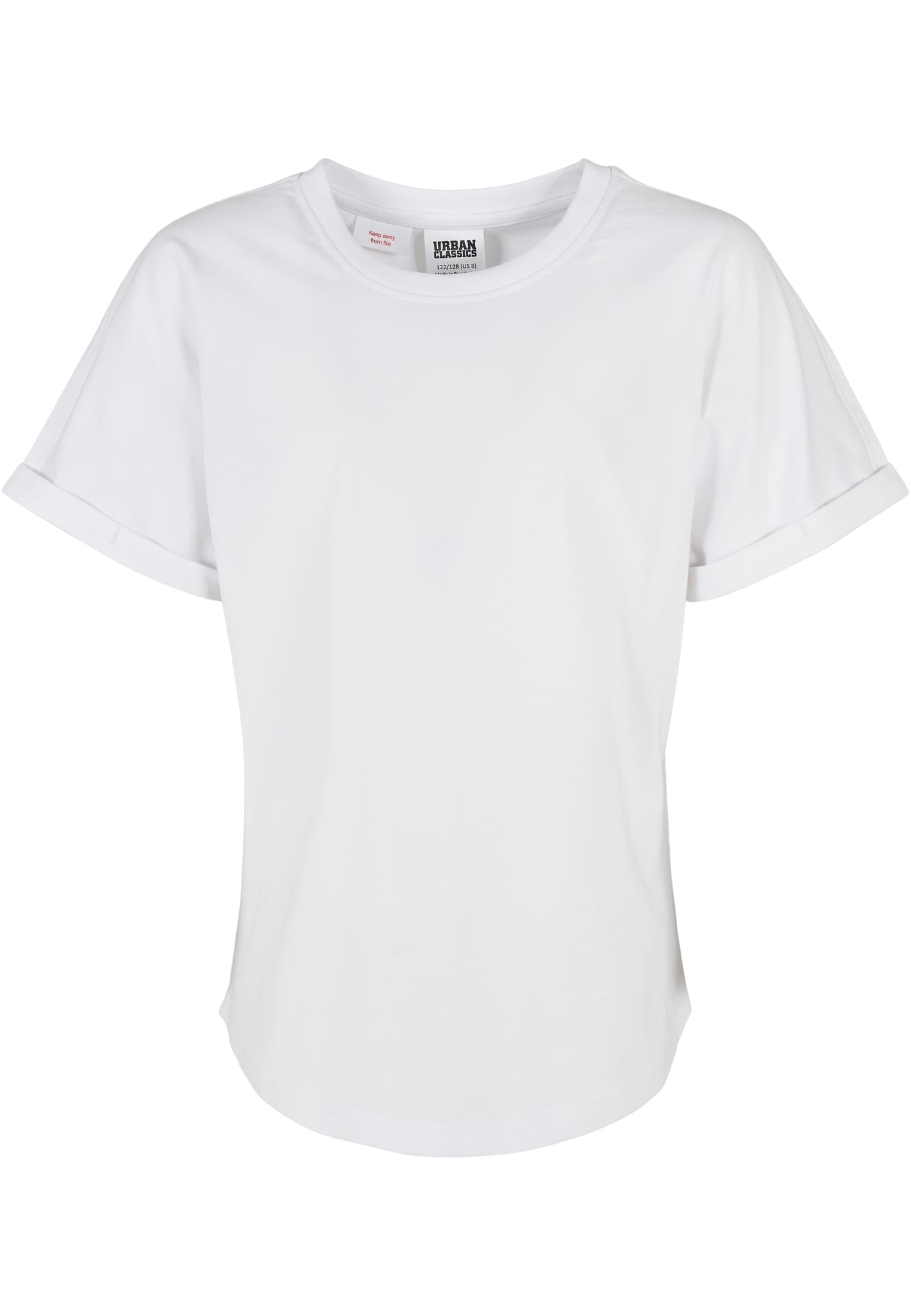 Long Shaped Turnup Tee T-Shirt For Boys - White