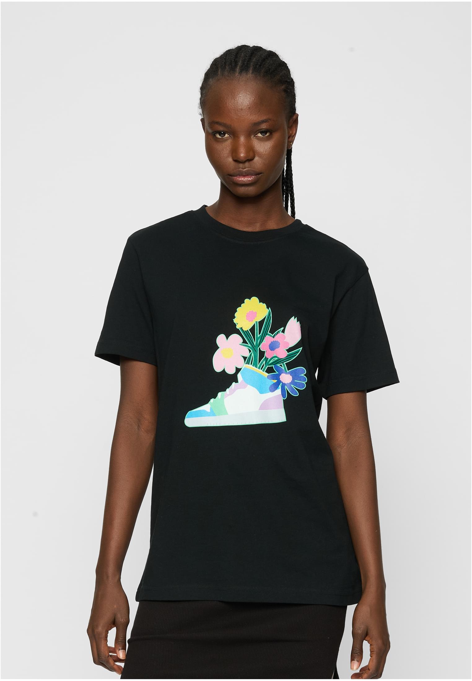 Women's T-shirt Flower Sneaker Tee Black