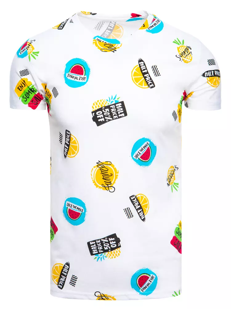 White men's T-shirt Dstreet with print