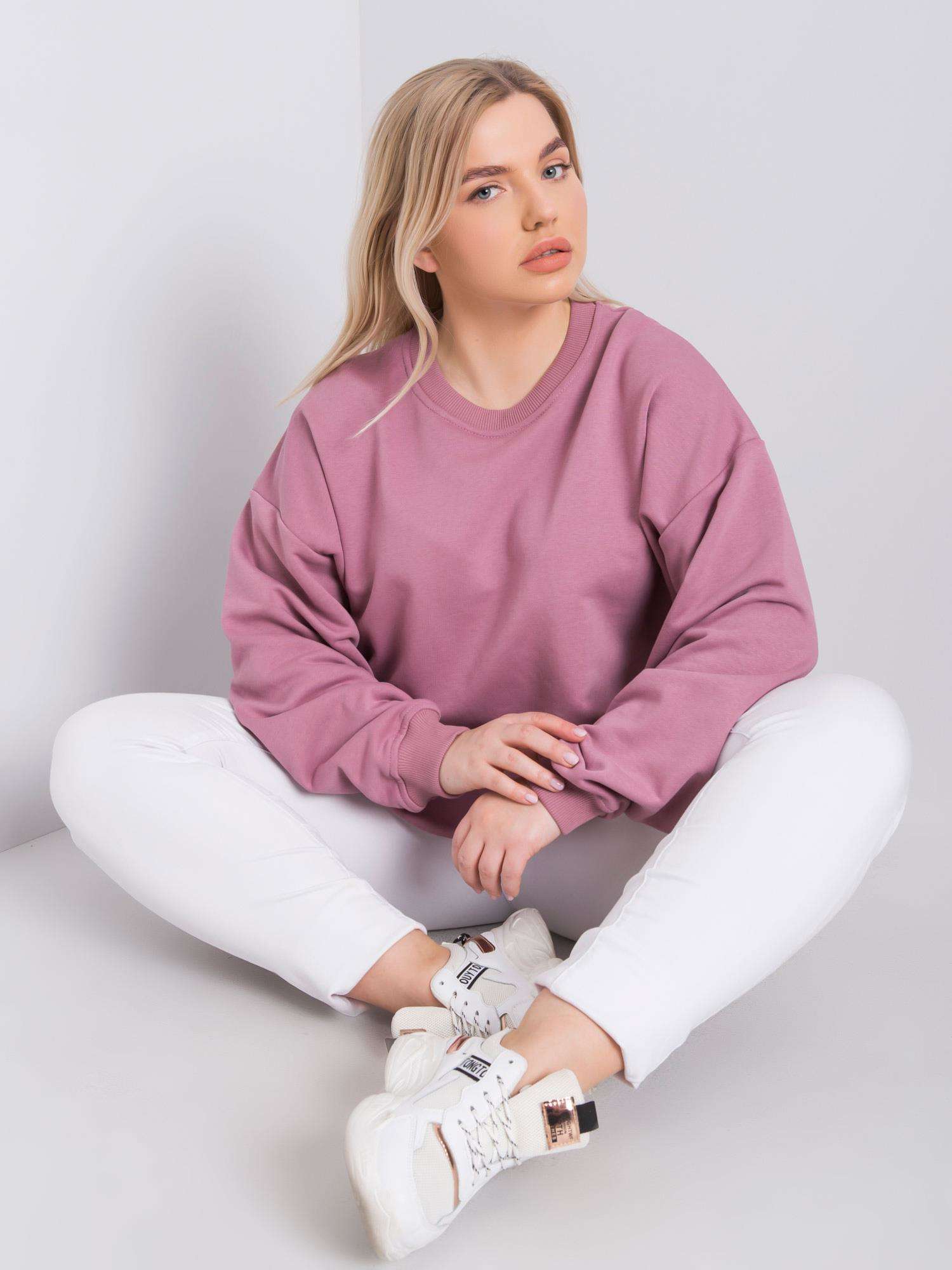 Powder Pink Plus Size Hoodless Sweatshirt