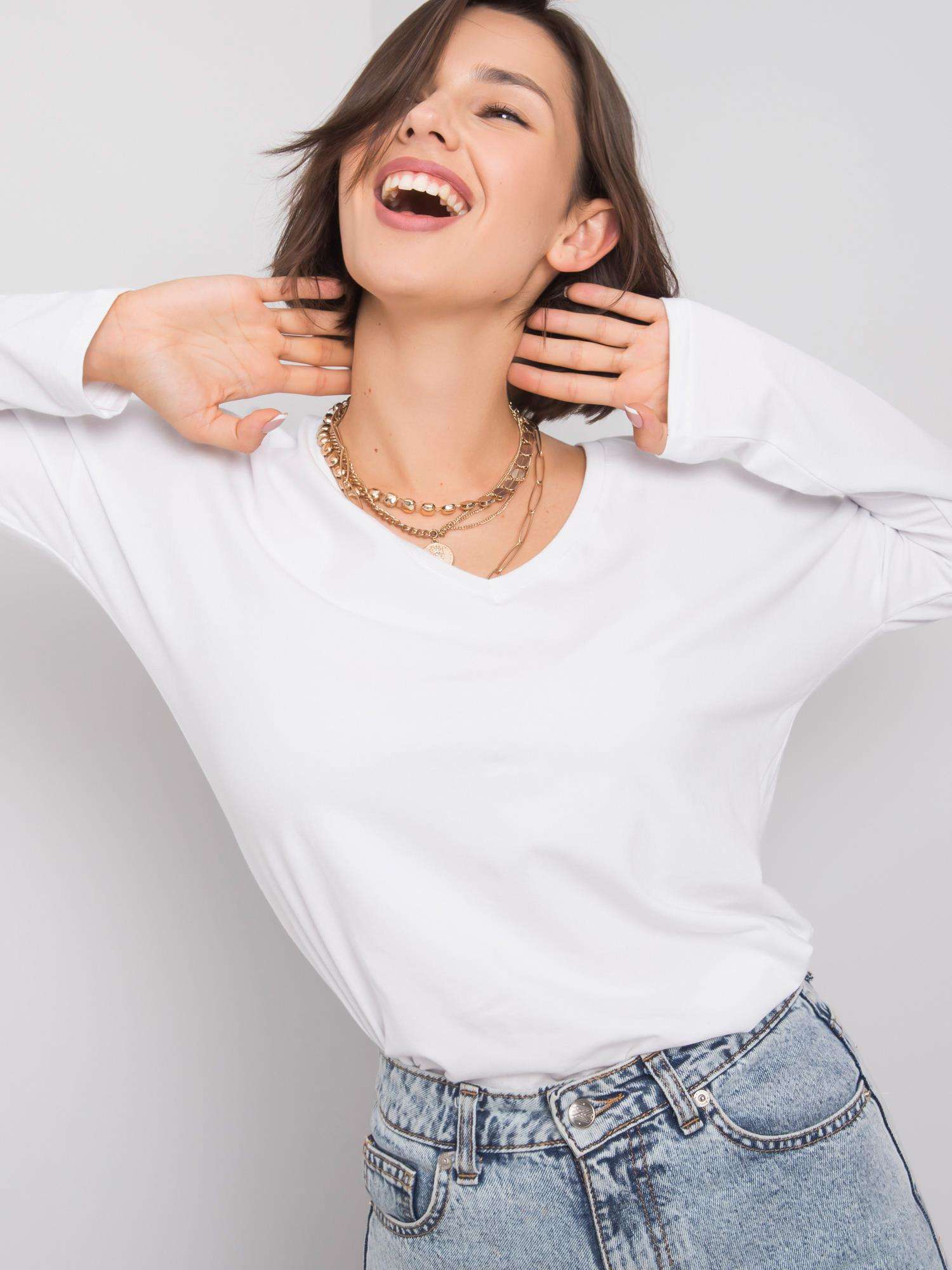 White Cotton Blouse With Long Sleeves