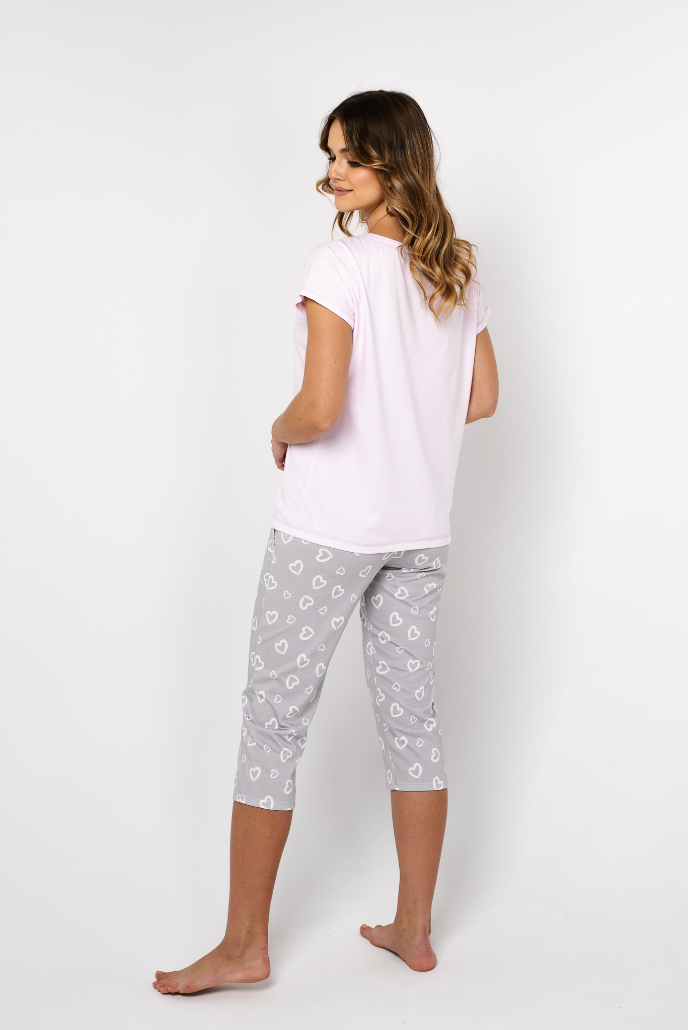 Women&#039;s pyjamas Noelia, short sleeves, 3/4 legs - light pink/print