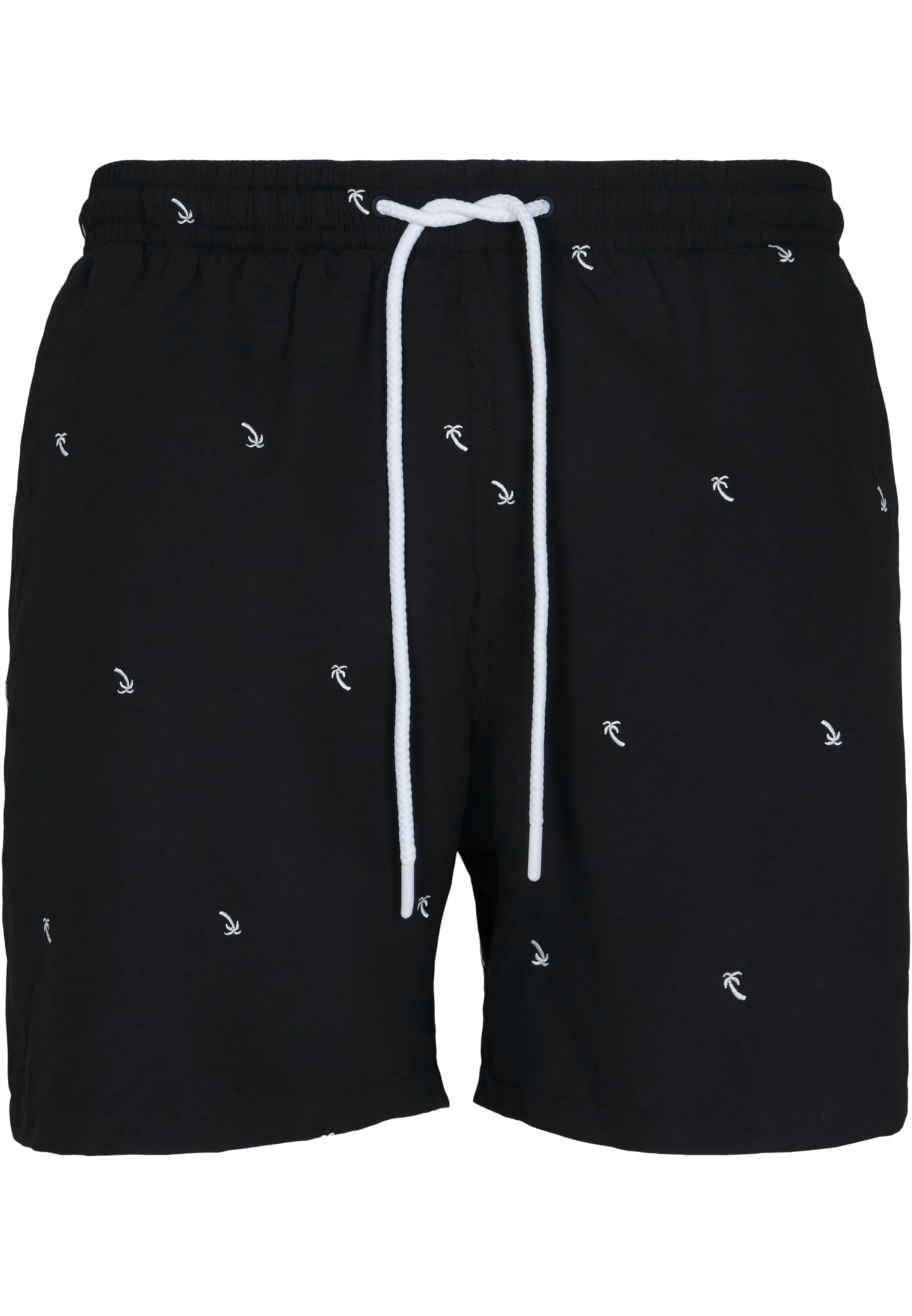Black/Palm Embroidered Swim Shorts