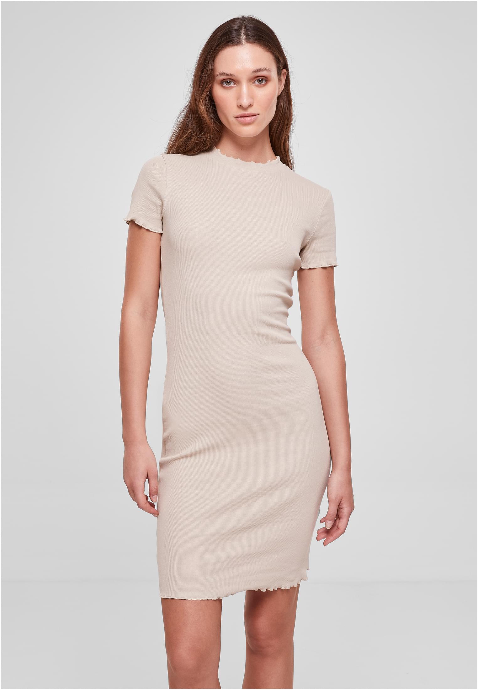 Women's Dress With Ribbing Beige