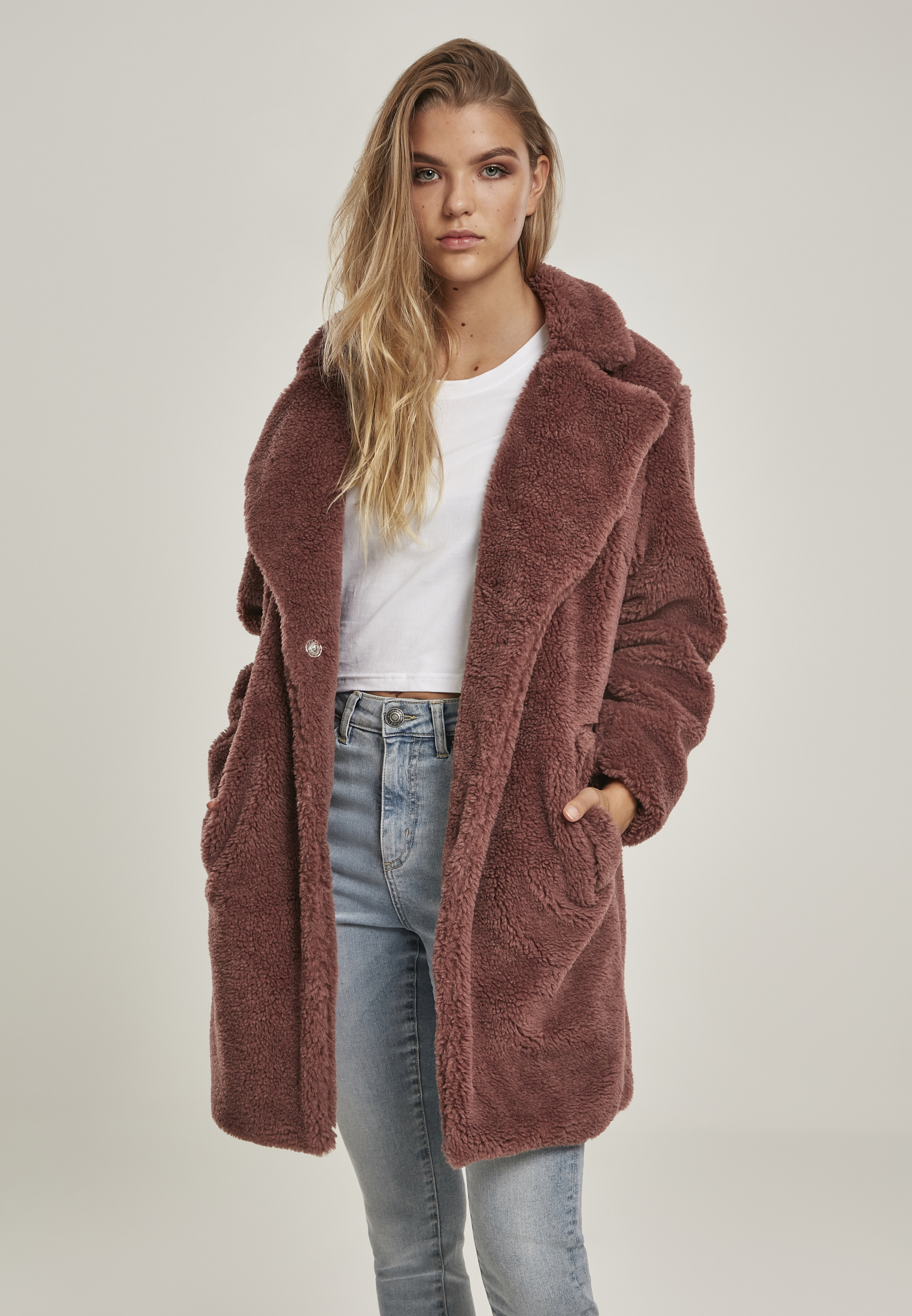 Women's Oversized Coat Sherpa Darkrose