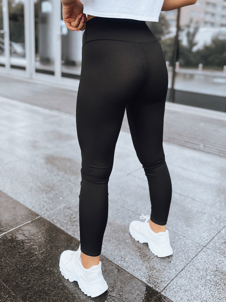 Women's Ribbed Leggings JUST Black Dstreet