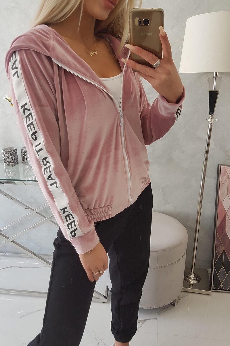 Velour hoodie powder pink