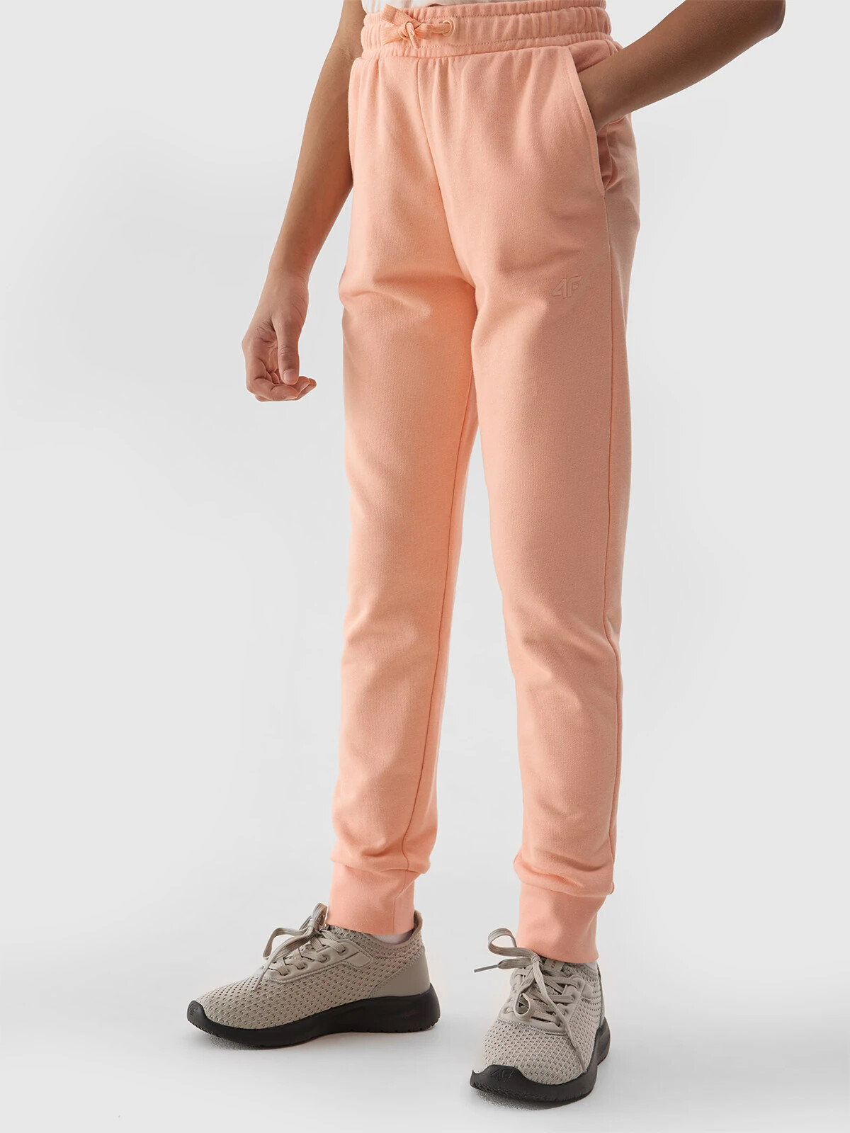 Girls&#039; jogger sweatpants 4F - coral