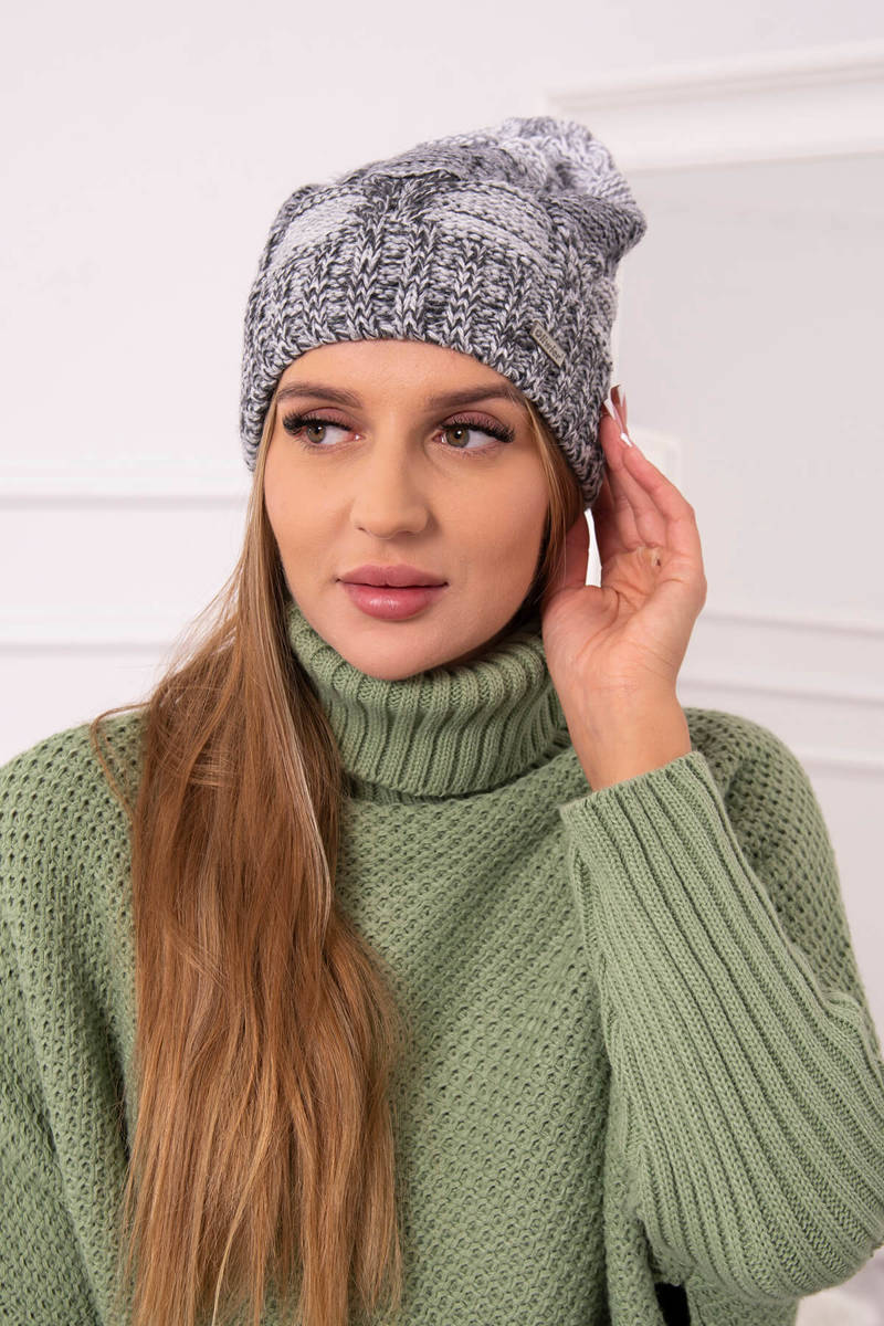 Fleece beanie Dolores K303 light grey+dark grey+white