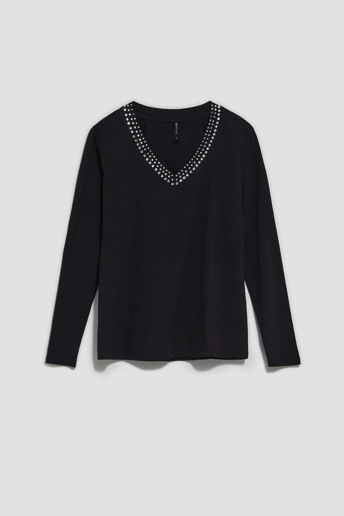 Plain blouse with a decorative neckline